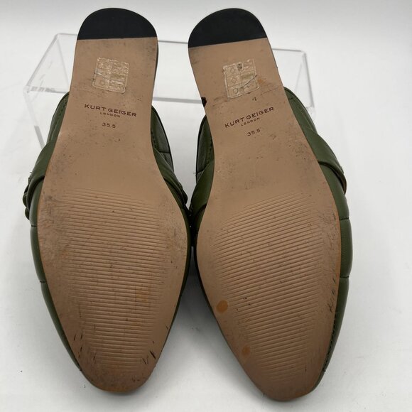 Kurt Geiger London Soho Mule Drench 35.5 Quilted Olive Chain Eagle Head Leather - Picture 12 of 13